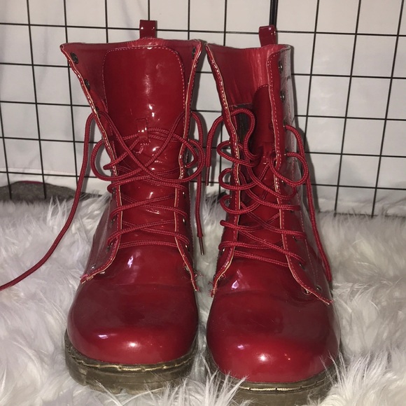shiny dr marten style boots